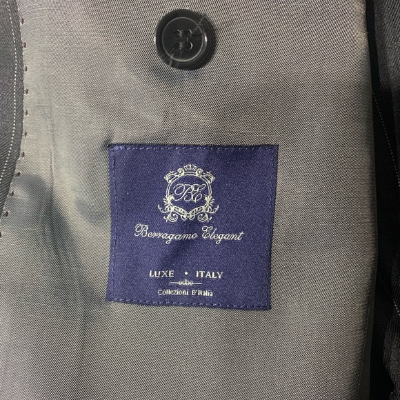 Berragamo Mens Gray pinstripe two button single breasted jacket flat front pants - Picture 2 of 8